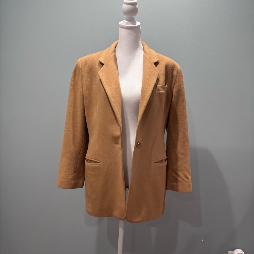Vintage Lands’ End Camel Wool Cashmere Blazer Petite 6 USA Classic Coat - Picture 2 of 11